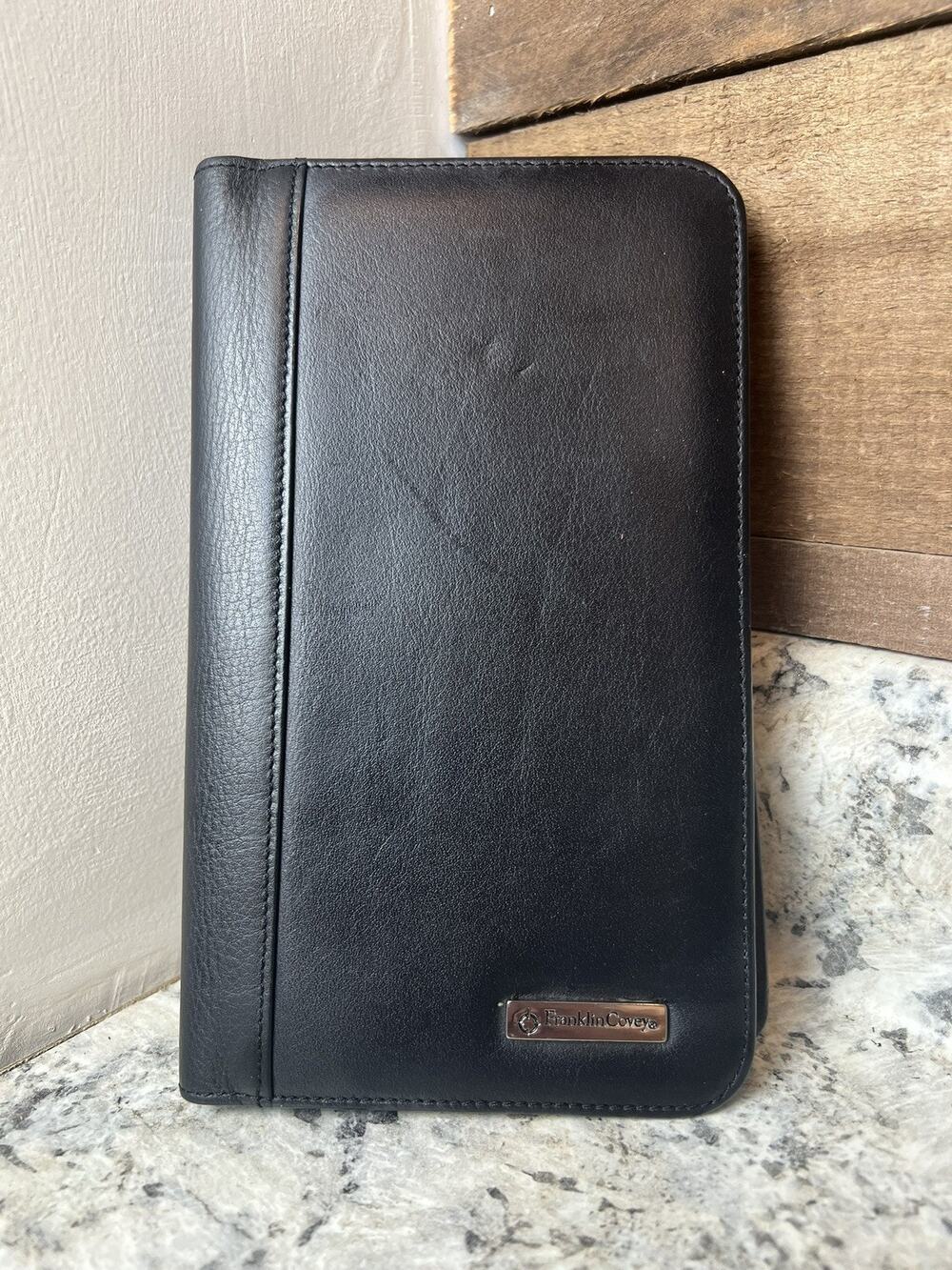 Vtg Franklin Covey Black Leather Business / Credit Card Holder, 72 card capacity